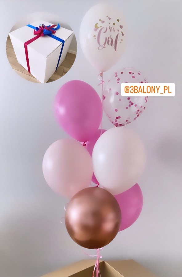Różowy bukiet balonowy zestaw w pudełku