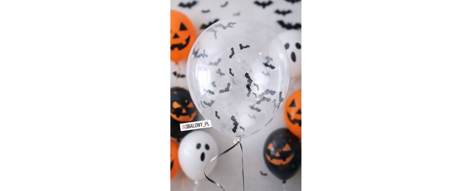 Balon przeźroczysty konfetti nietoperze