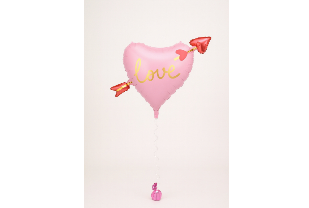 Balon foliowy różowe serce ze strzałą 76 cm
