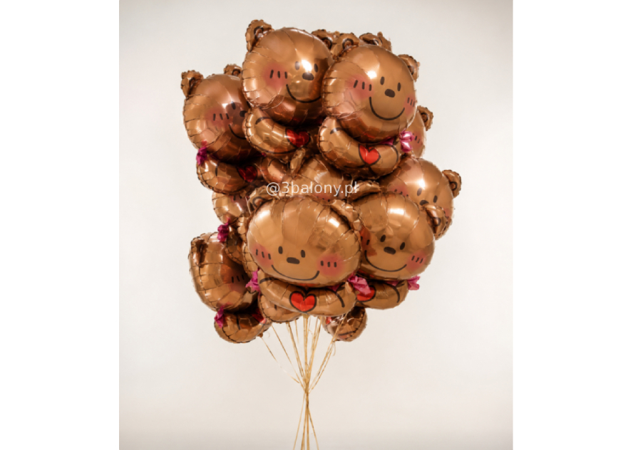 Balon foliowy miś w dużym bukiecie
