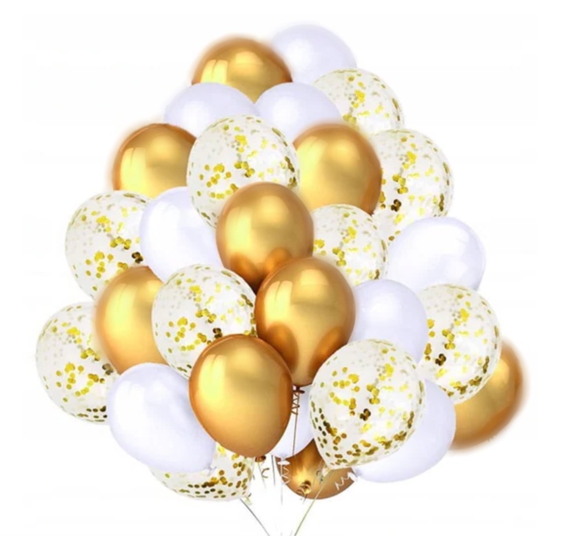 Złote i białe balony na Ślub