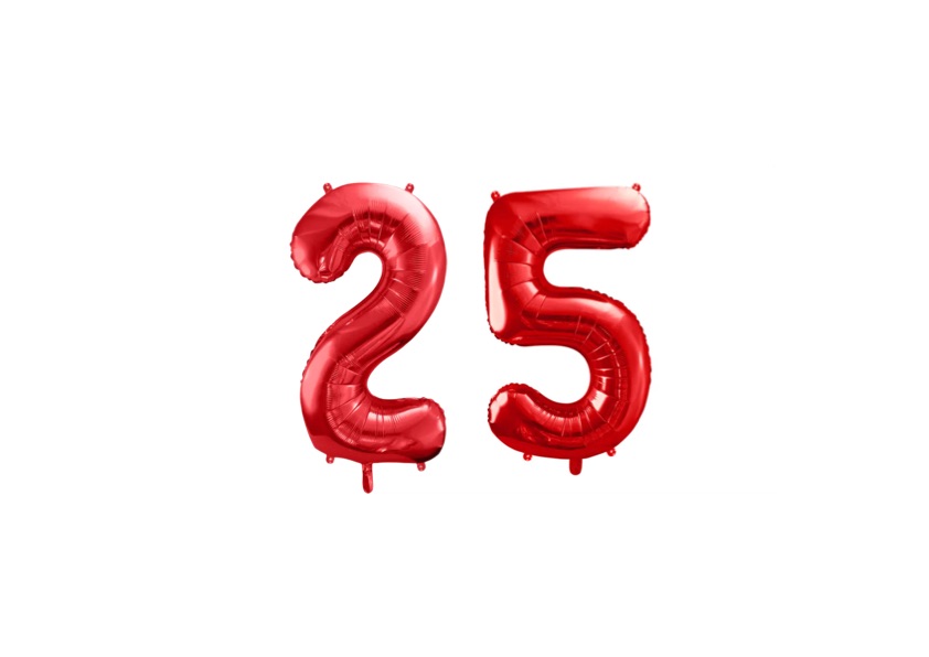 Balon cyfra 25 w kolorze czerwonym