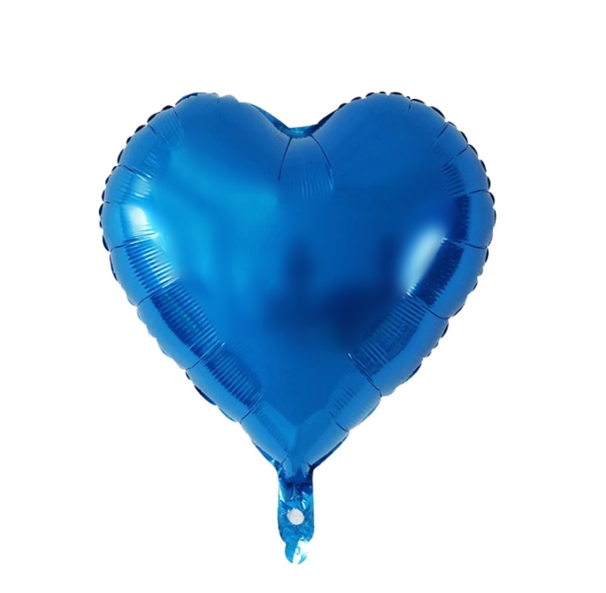 Balon serce w niebieskim kolorze z helem