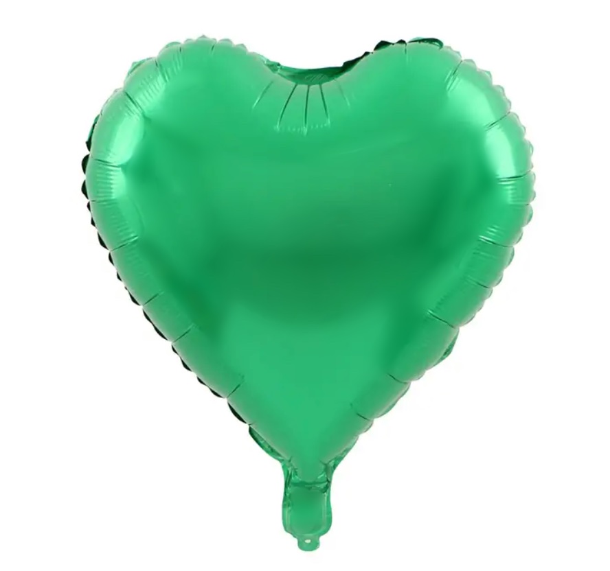 Balon serce w zielonym kolorze z helem