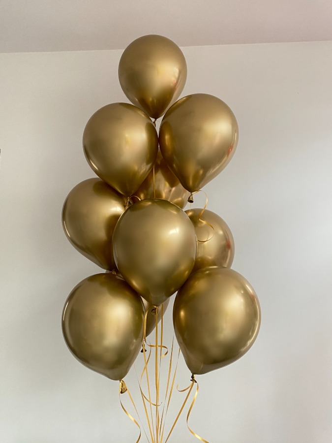 Bukiet balonowy w złotym kolorze z helem