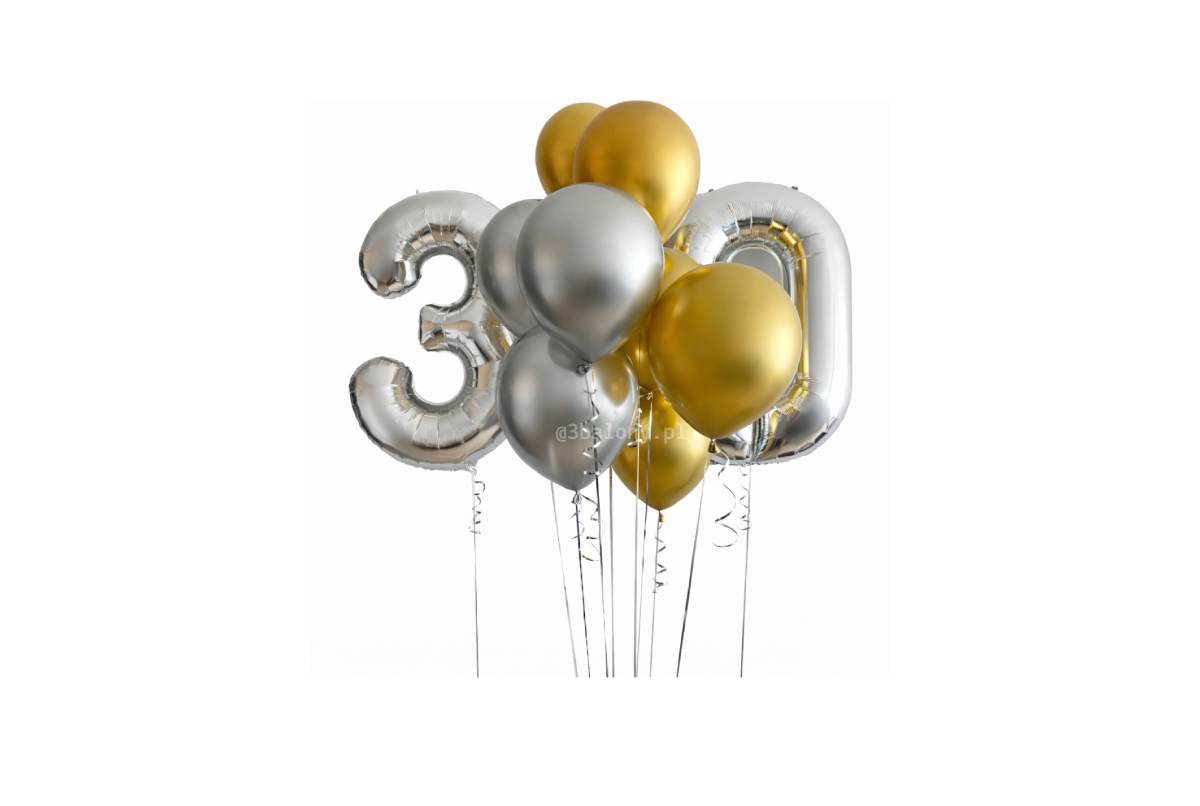 Zestaw na 30 urodziny z cyfrą 3 i 0