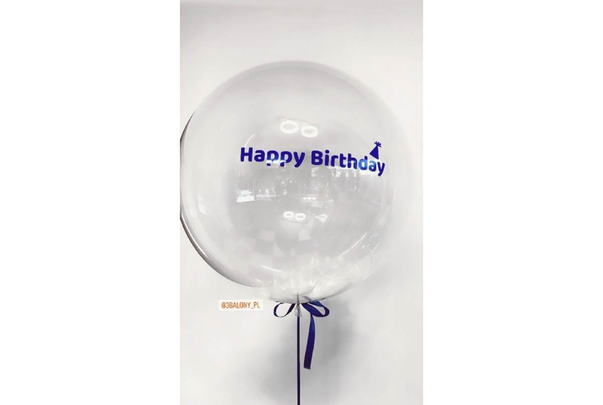 Balon z napisem Happy Birthday w niebieskim kolorze