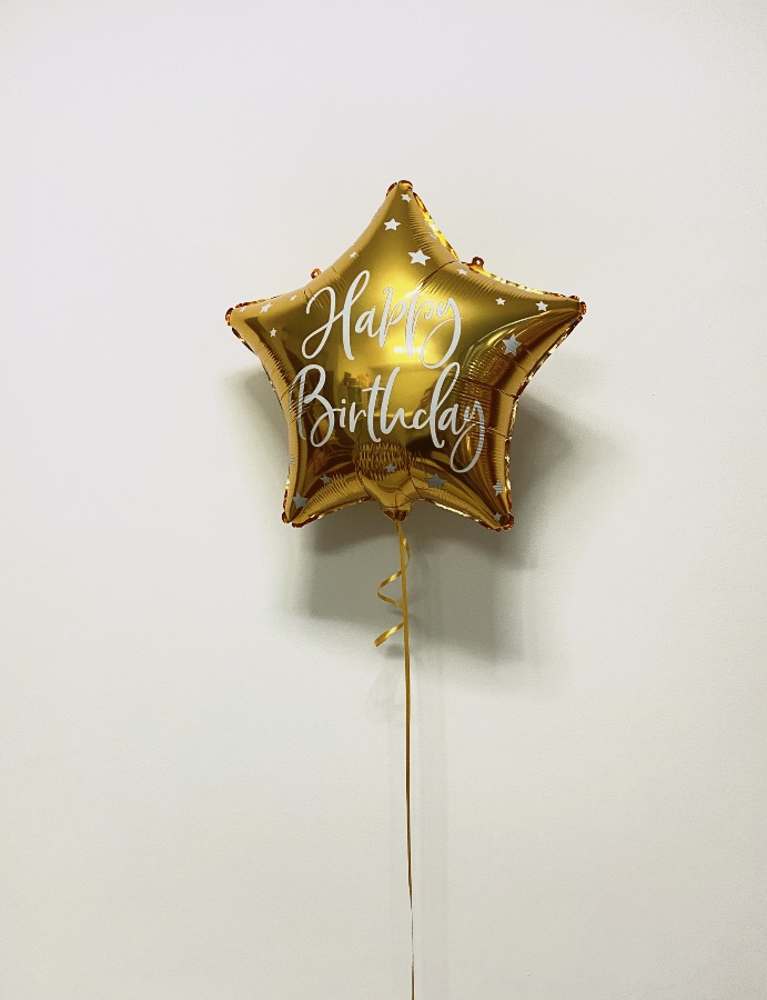 Gwiazdka złota z napisem Happy Birthday z helem