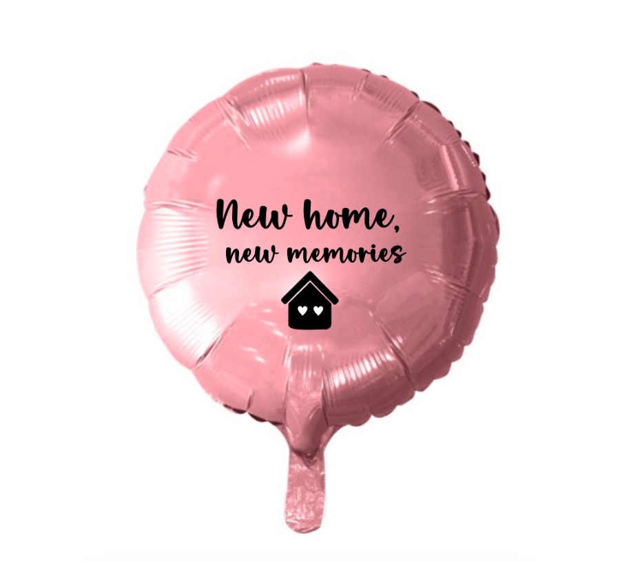 Balon z napisem new home, new memories