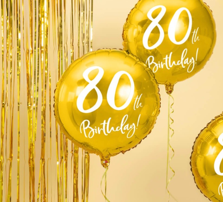Balon foliowy 80th Birthday z helem