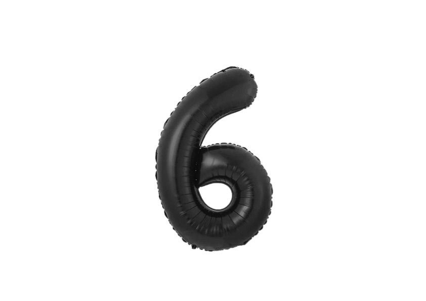 Balon foliowy Cyfra „6” w czarnym kolorze z helem