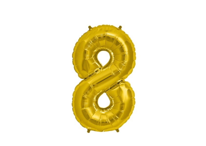 Balon foliowy Cyfra „8” w złotym kolorze z helem