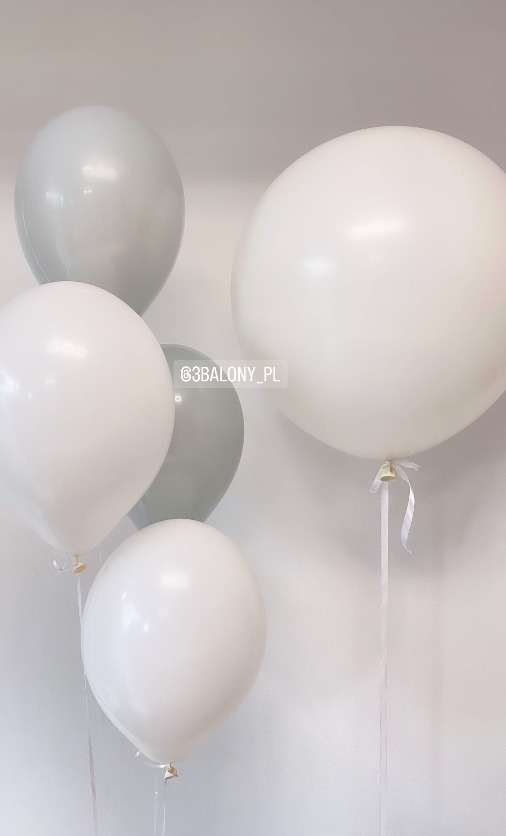 Białe i szare balony w zestawie