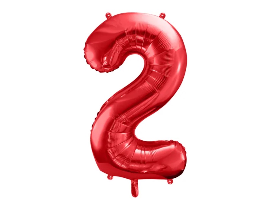 Balon foliowy Cyfra „2” w czerwonym kolorze