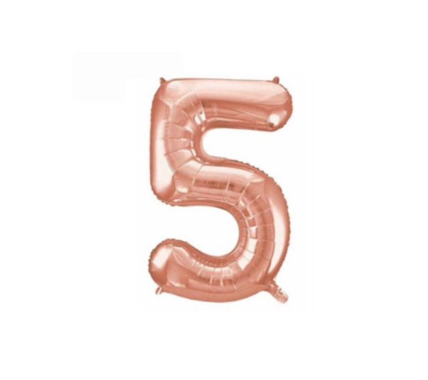 Balon foliowy Cyfra „5” w rose gold kolorze z helem
