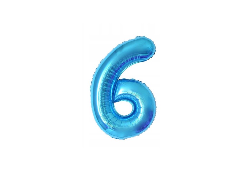 Balon foliowy Cyfra „6” w niebieskim kolorze z helem