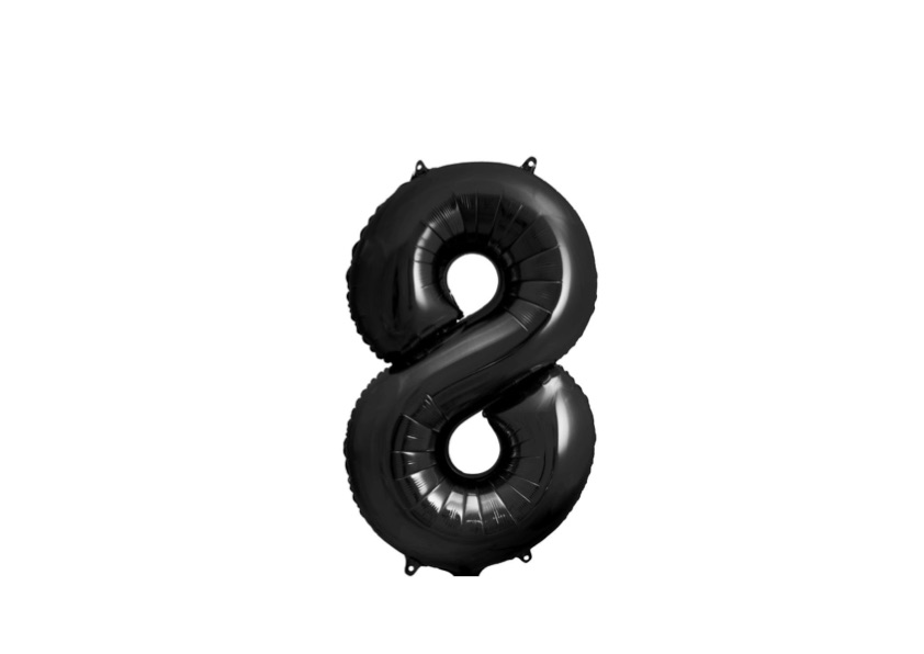 Balon foliowy Cyfra „8” w czarnym kolorze z helem
