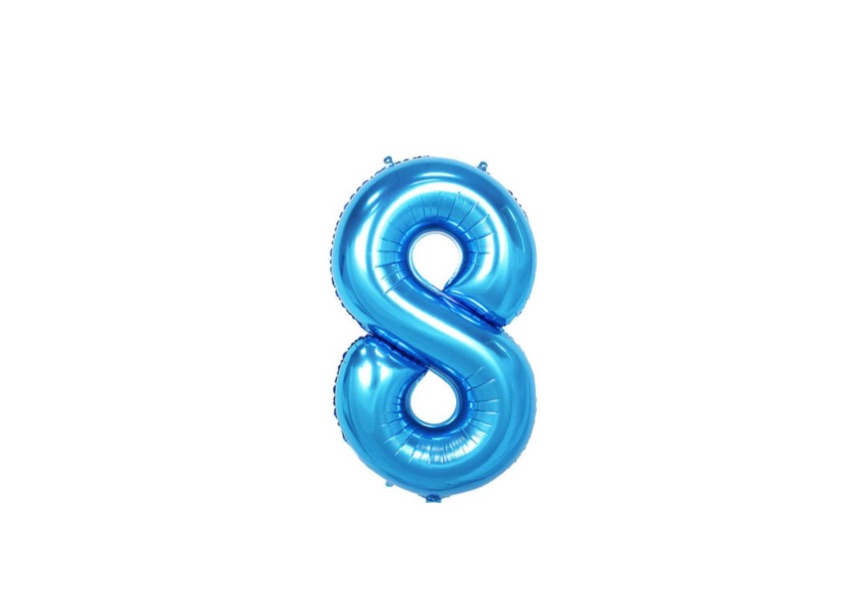 Balon foliowy Cyfra „8” w niebieskim kolorze z helem