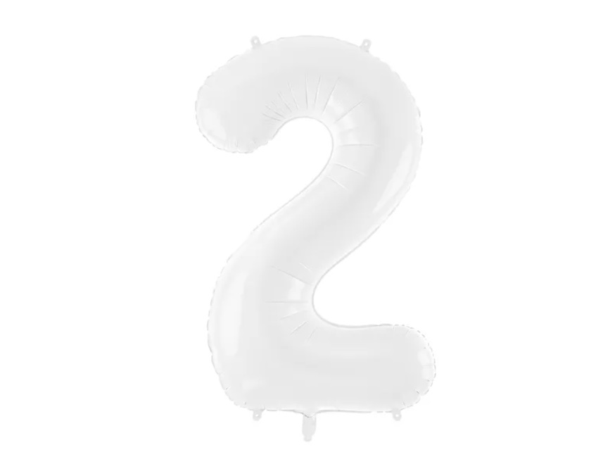 Balon foliowy Cyfra „2” w  białym kolorze