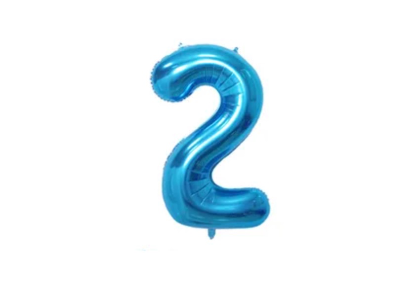 Balon foliowy Cyfra „2” w niebieskim kolorze