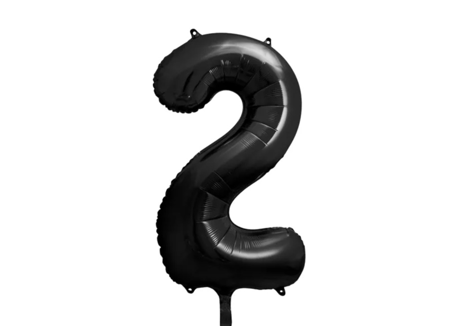 Balon foliowy Cyfra „2” w czarnym kolorze