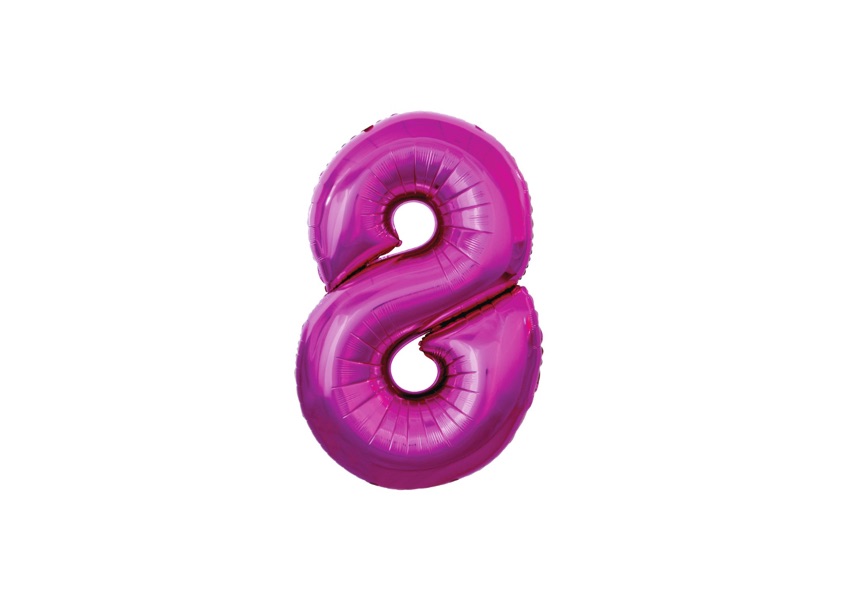 Balon foliowy Cyfra „8” w rózowym kolorze z helem