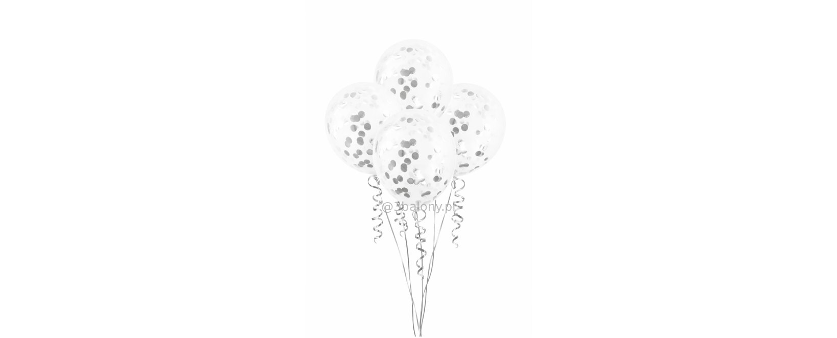 Bukiet z pięciu balonów wypełnionych srebrnym konfetti