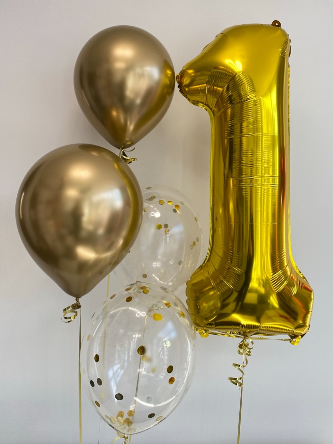 Zestaw ze złotych balonów z helem