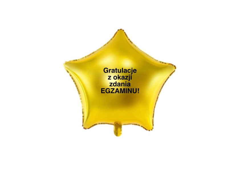 Złota gwiazdka 40 cm + napis Gratulacje z okazji zdania egzaminu