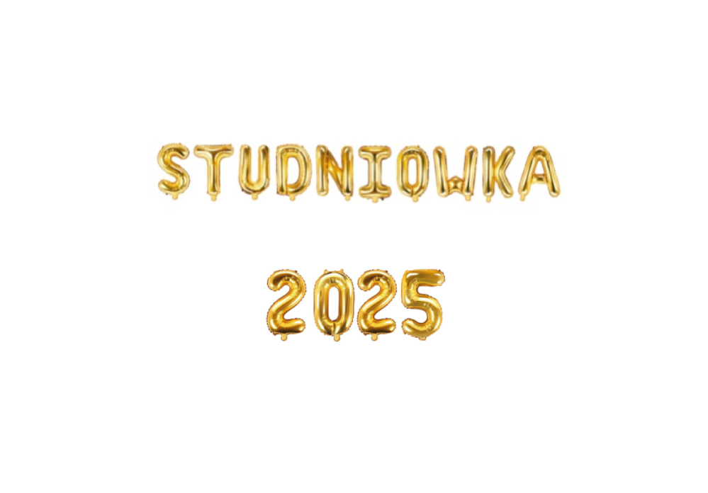 Mały złoty napis balonowy Studniówka 2025