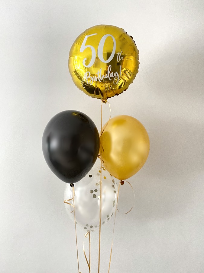 Balony w złoto i czarnym kolorze na 50 urodziny