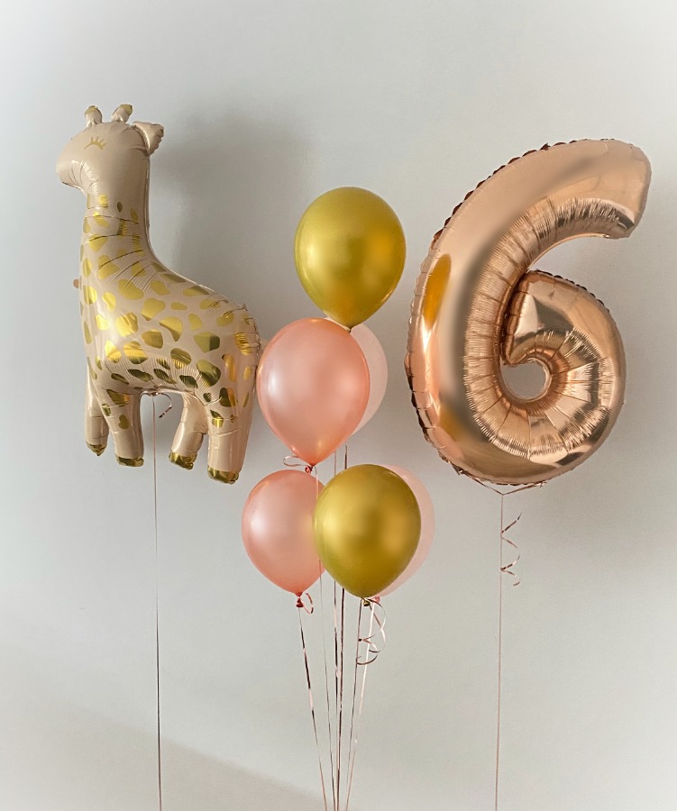 Balony na 6 urodziny z balonem w kształcie żyrafy