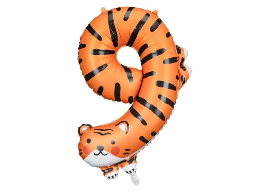 Balon foliowy Cyfra 9 – Tygrys z helem