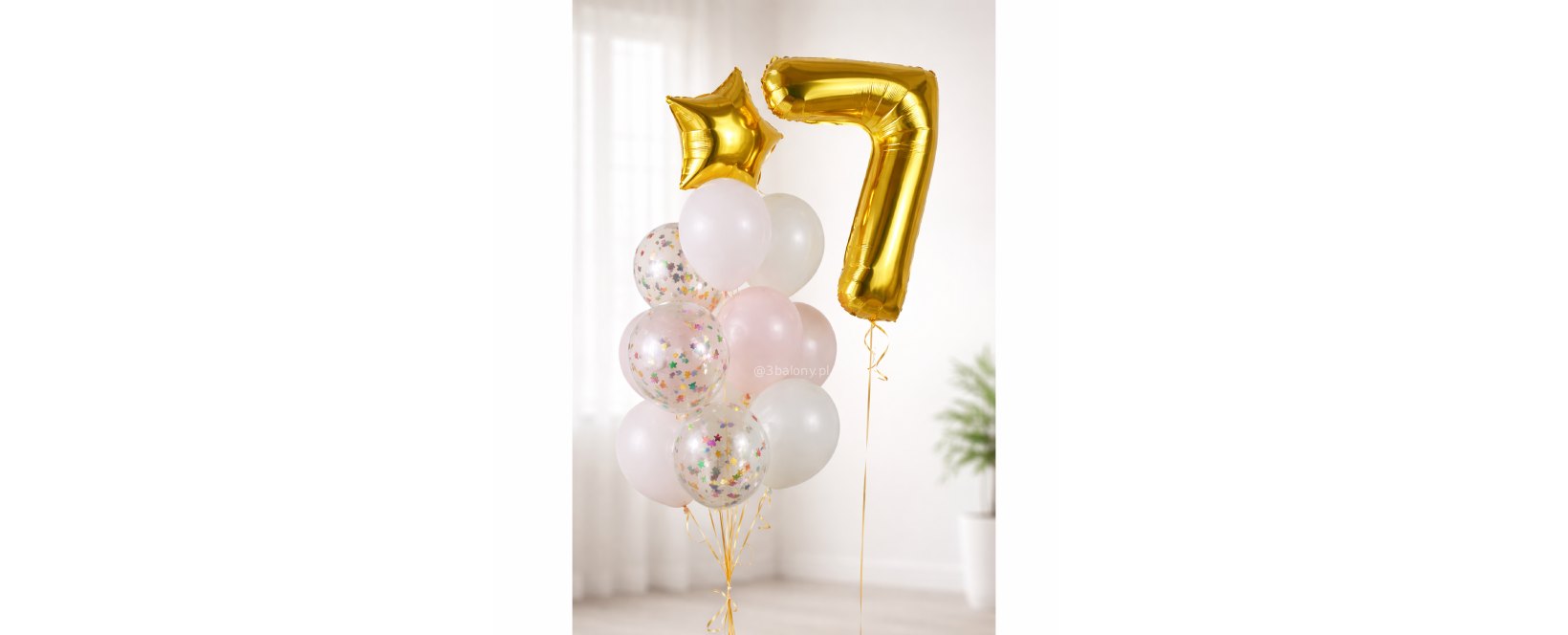 Bukiet balonowy na 7 urodziny ze złotą cyfrą