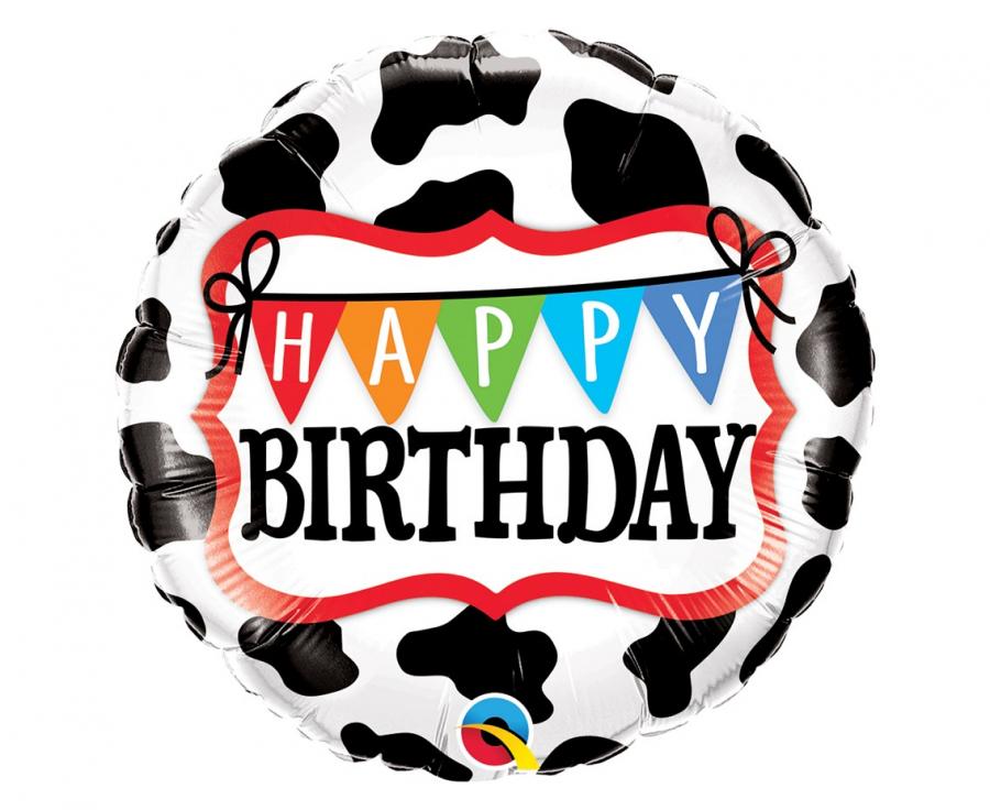 Balon foliowy „Happy Birthday – Holstein Cow Pattern”