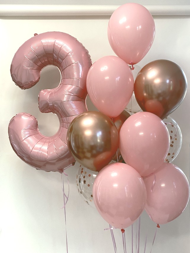 Cyfra 3 + bukiet z 15 balonów z helem