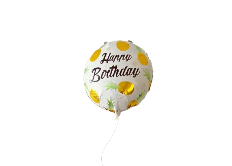 Balon foliowy z napisem Happy birthday i motywem ananasa