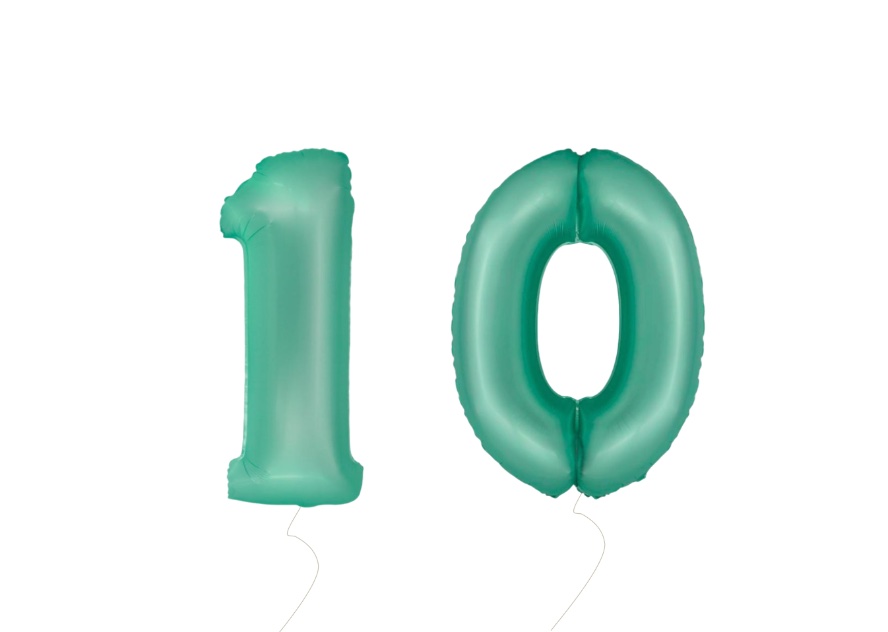 Balon foliowy Cyfra 10 w kolorze mięty
