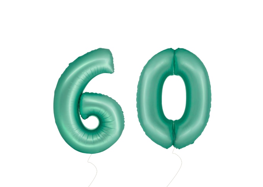 Balon foliowy Cyfra 60 w kolorze mięty