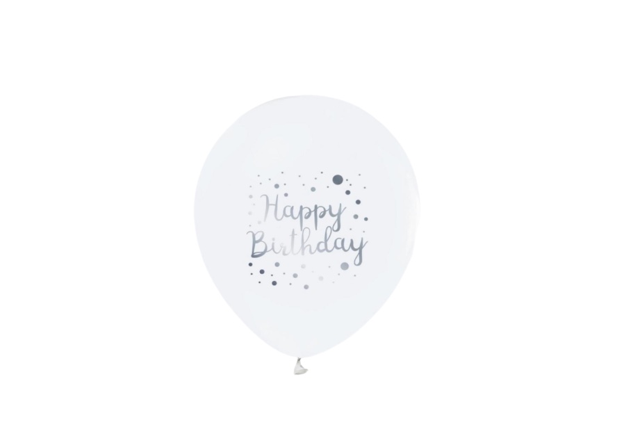 Biały balon z napisem Happy Birthday
