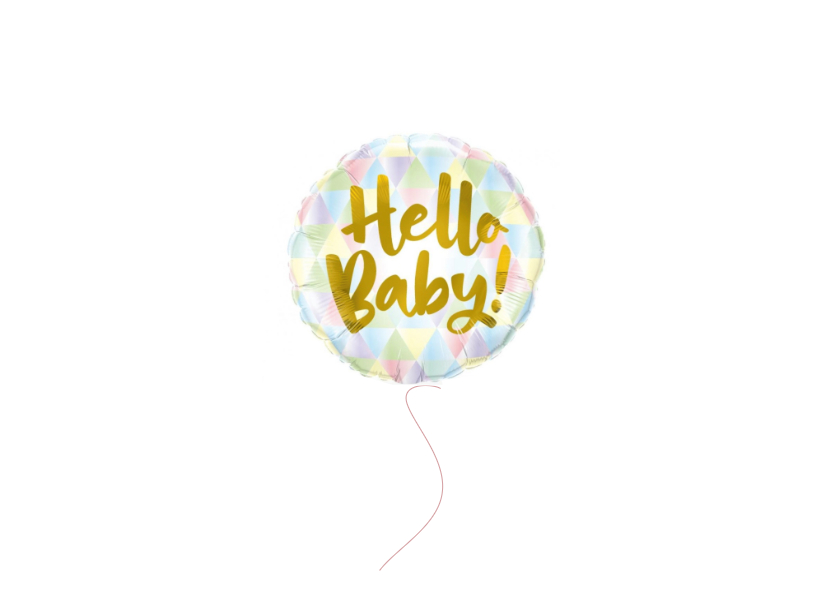 Balon z napisem Hello Baby! rozmiar 18 cali z helem