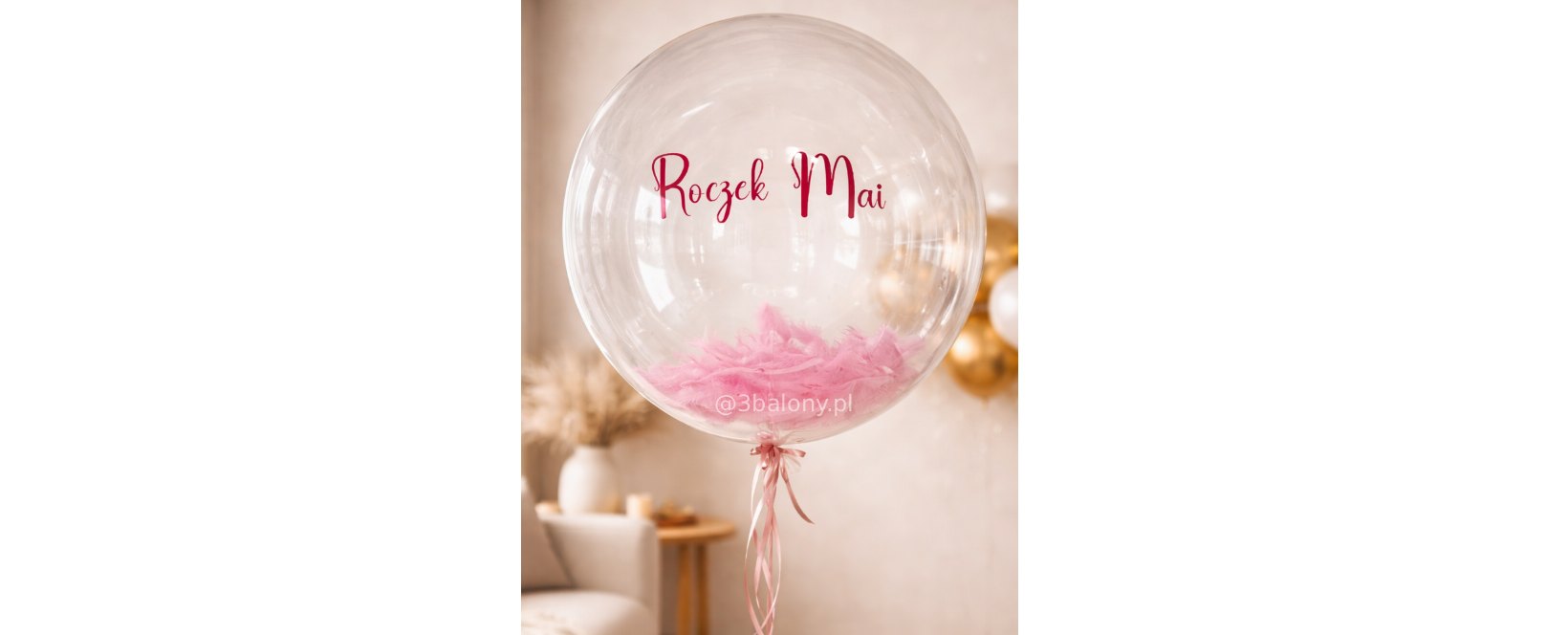 Balon z piórkami na roczek z indywidualnym tekstem