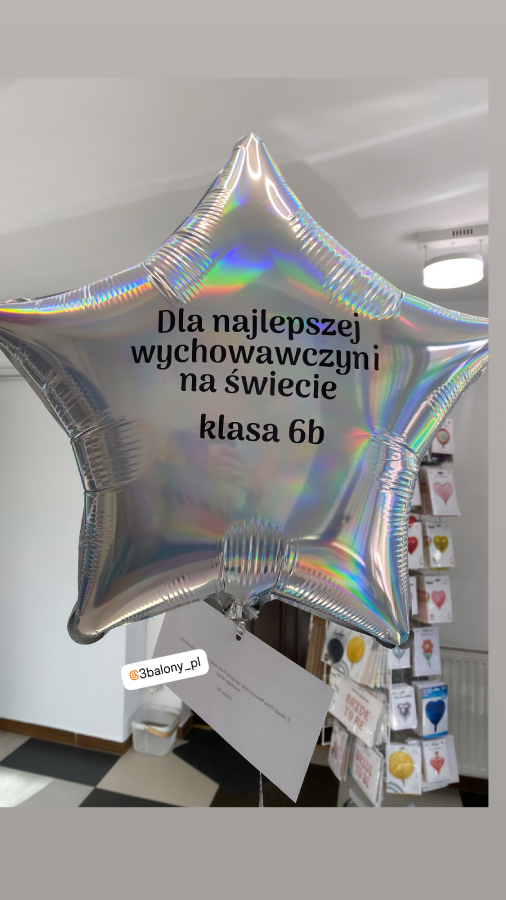 Opalizujący balon gwiazdka z napisem