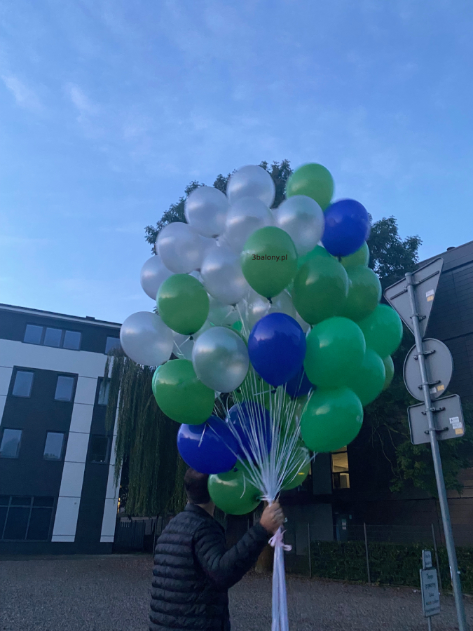 Bukiet balonów lateksowych w odcieniach niebiesko-zielonych (40 szt)