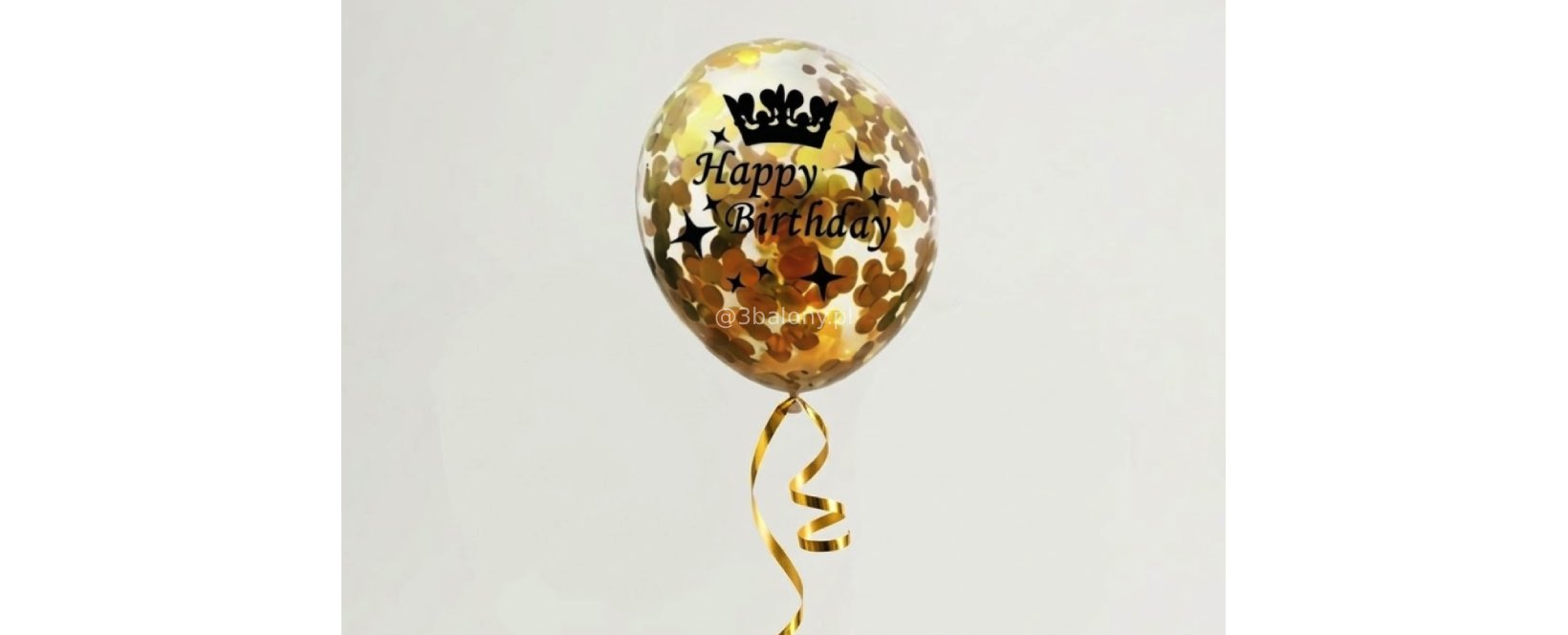 Balon happy birthday wypełniony złotym konfetti