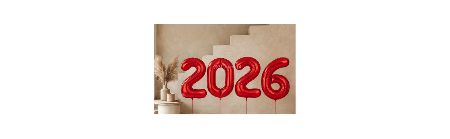 Czerwone balony cyfry 2026 z helem