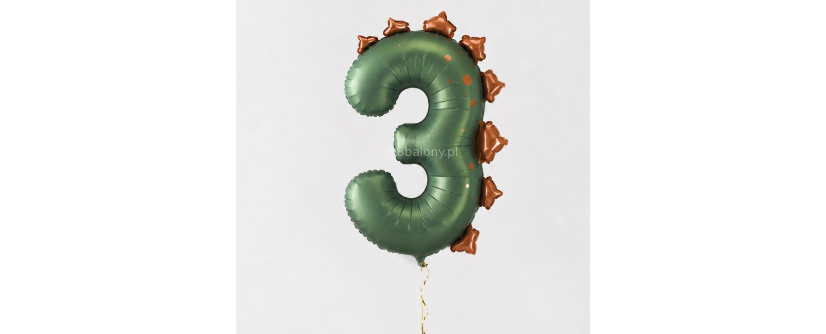 Balon foliowy Cyfra 3 Dinozaur w kolorze zielonym