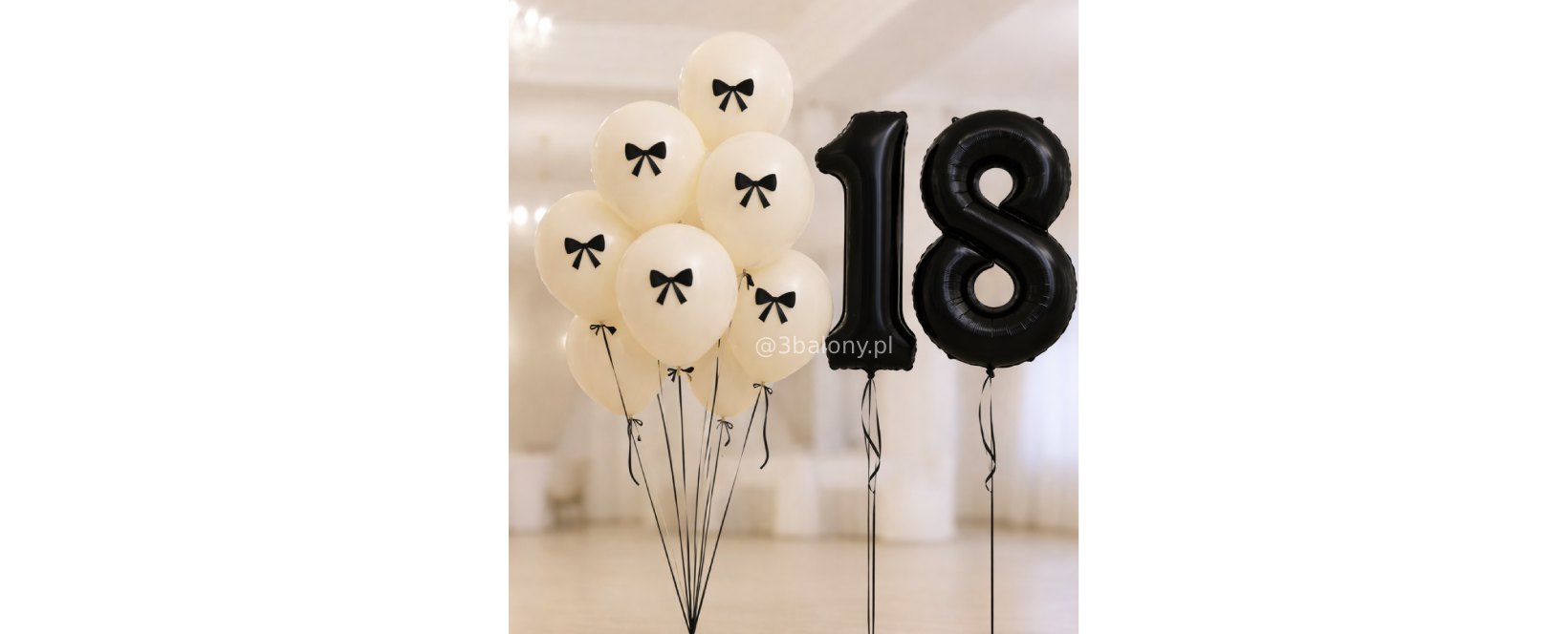 Zestaw balonów na 18-stkę w czarno beżowym kolorze