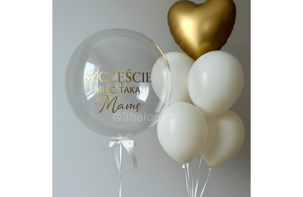 Złoty biały zestaw balonowy z helem dla mamy