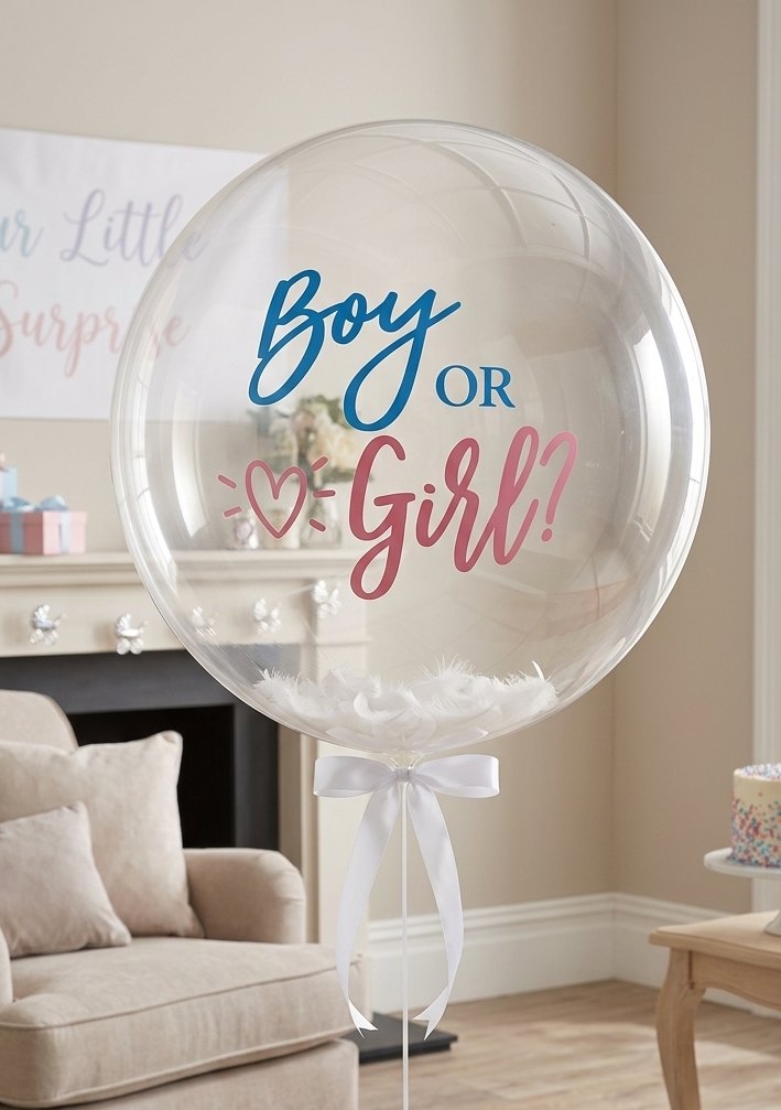 Balon bubble z napisem BOY OR GIRL